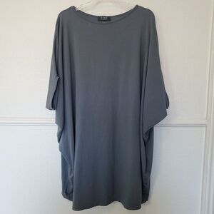 SAGA Made In Italy Tunic Asymmetrical Lagenlook Top One Size Gray Oversize
